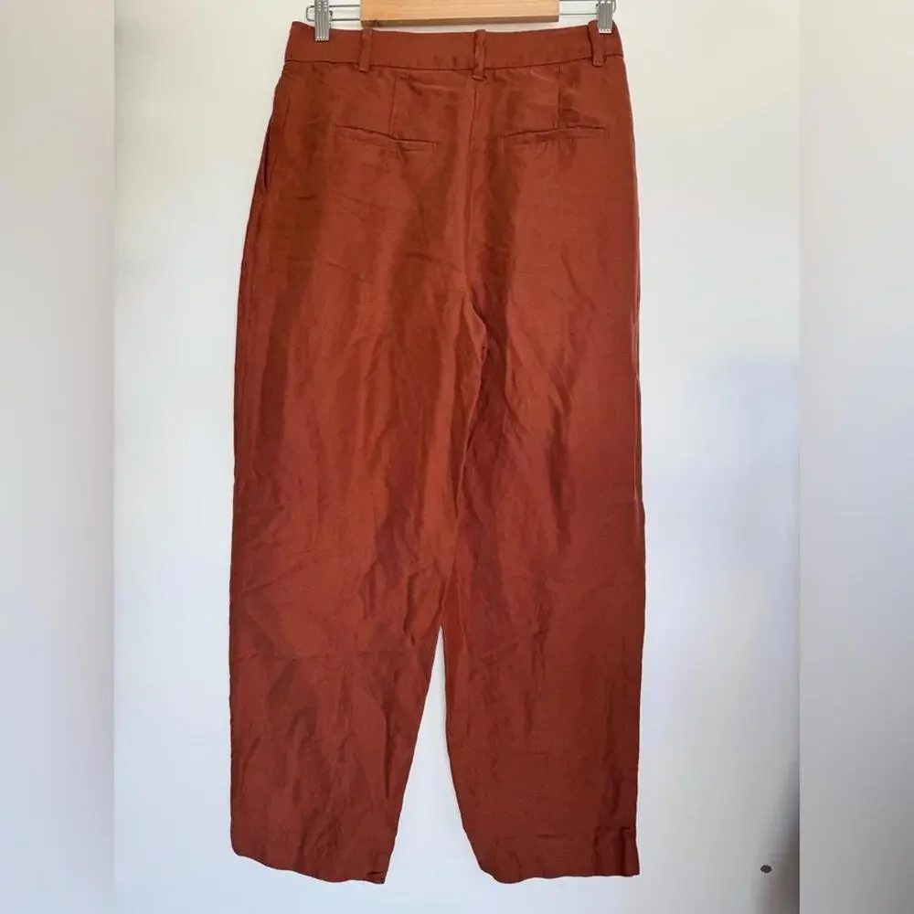 Aritzia Wilfred Carrot High Waisted Tapered Linen Trousers - Anise - 8
